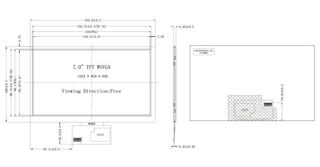 7 Inch 1024x600 TFT LCD Screen Display With MIPI 31 Pin Optional Touch Panel 0