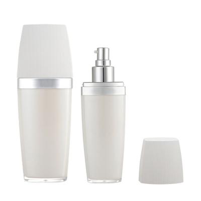China Custom Cosmetic Serum Packaging 80ml Unique Shape White Acrylic Lotion Bottle for sale