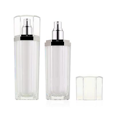 China Luxury Cosmetic Packaging 50ml 120ml Hexagonal Acrylic Lotion Bottle With Pump for sale