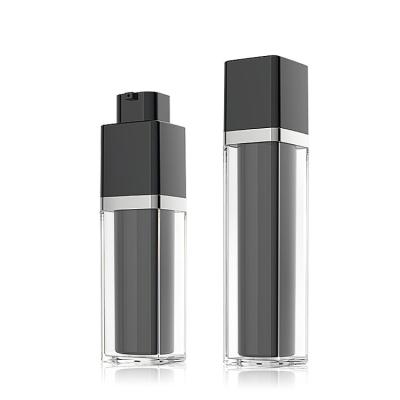 China Luxury Square Black Twisted Airless Cosmetic Packaging 30ml Airless Pump Bottle 50ml for sale