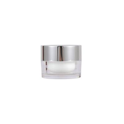 China 50g 30ml Round Plastic Clear Day Cream Acrylic Cosmetic Jars with Aluminum Cap for sale