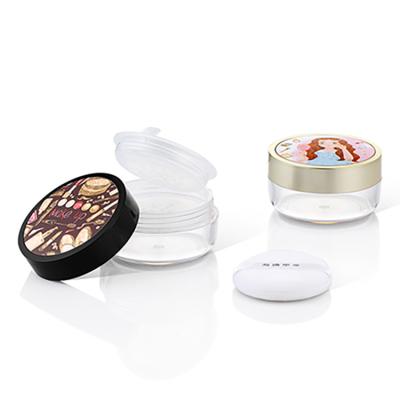 China Clear 20g Round Loose Powder Jar Loose Powder Container With Puff for sale