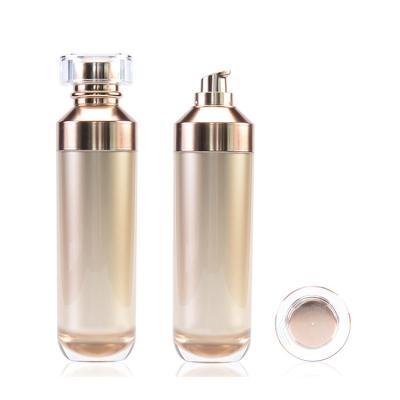 China 30ml 120ml Gold Round Lotion Pump Bottle Acrylic Skin Care Bottle With Lotion Pump for sale