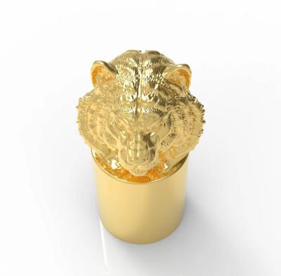 China Lion Head Perfume Bottle Cap Eco Friendly Zinc Alloy High Aesthetics à venda