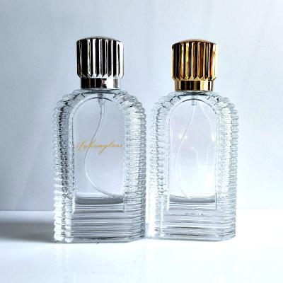 China High Grade 60ml Carved Shaped Glass Perfume Bottle With Thick Bottom Made Of Crystal White Material for sale