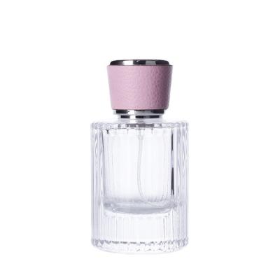 China New 50ml Vertical Stripe Perfume Bottle Bayonet Spray Perfume Subpackage Bottle With Cap Perfume Bottle Senior for sale