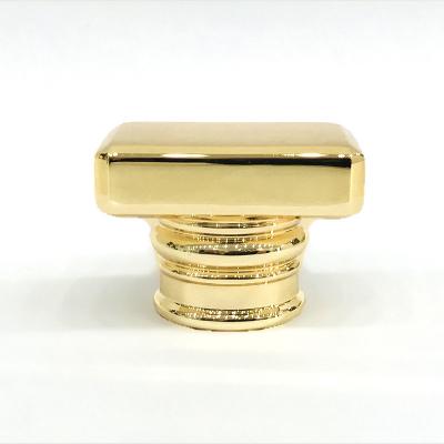 China Classic Zinc Alloy Gold Rectangle Shape Metal Zamac Perfume Bottle Cap for sale