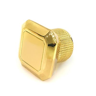China Classic Hot Sale Zinc Alloy Gold Rectangle Shape Metal Zamac Perfume Bottle Cap for sale