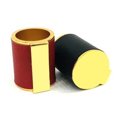 Китай Классический цвет золота сплава цинка с кожаным цилиндром ткани формирует крышку флакона духов Zamac металла продается