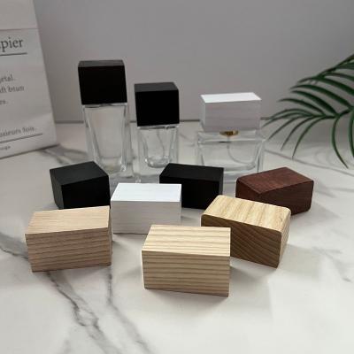 China Natural Solid Wood Rectangle Type Perfume Bottle Cap for sale