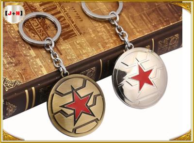 China Diseño señalado grabado metal por encargo cepillado latón de la estrella de los llaveros cinco del nombre en venta