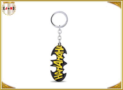 China Personalised Black Metal Key Ring With Yellow Logo For Boys Gift Charm Batman for sale
