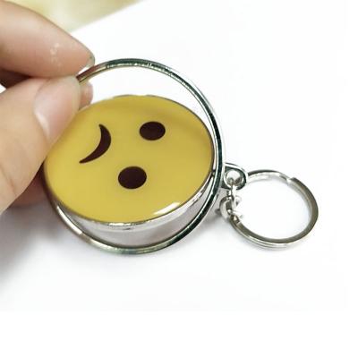 China Smiling Face Custom Logo Keychains Yellow Circle With Eco-friendly Metal for sale