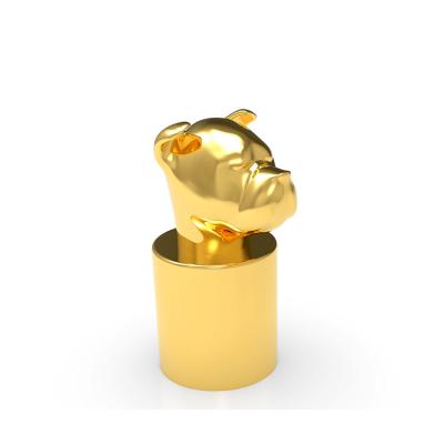 China Custom Dog Head Gold Fasion ISO 9001 Perfume Bottle Caps for sale