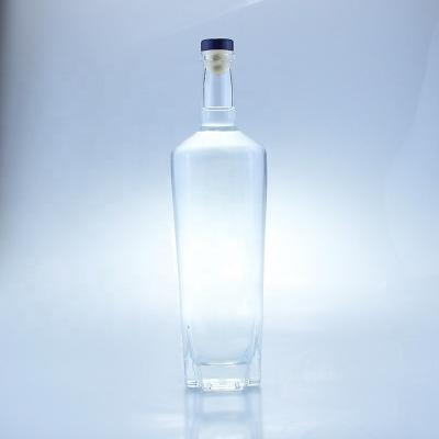 China Glass Collar Glass Bottle For Alcoholic Beverages 750 ml with Cork Sealing Flint Empty for sale