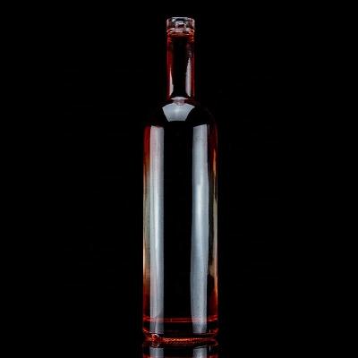 China Coating Red Color 750ml Tequila Glass Bottle with Unique Design and Cork for sale