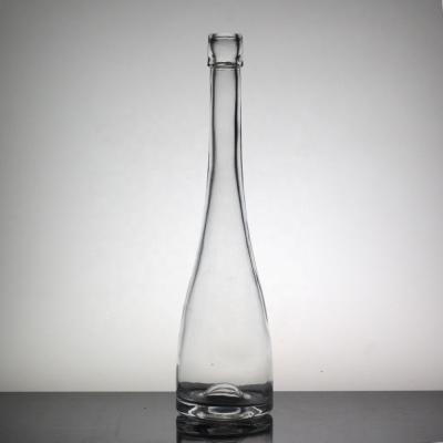 China Clear Glass Tall Thin Beverage Bottle for Long Neck White Spirit and Fruit Wine for sale