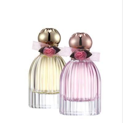 China Lantern Shaped Spray Glass Perfume Bottle Cylindrical Vertical Stripe 30ml for sale