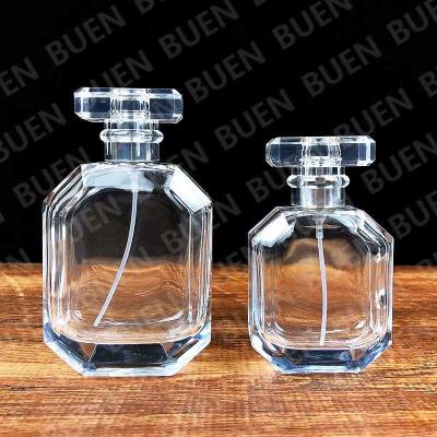 中国 ひだの首ガラスは長い正方形を印刷する香水瓶スクリーンに吹きかける 販売のため