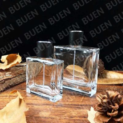 China Reusable Square Glass Perfume Bottle , Luxury Transparent Perfume Bottle for sale