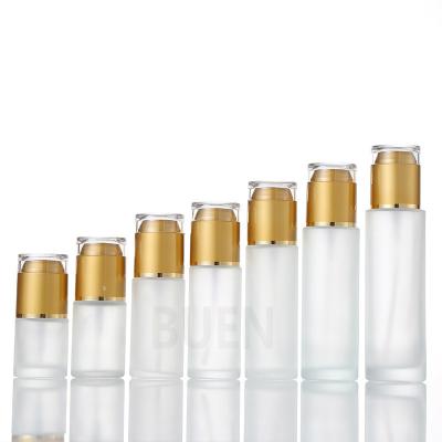 China Screw Glass Frosted Glass Cosmetic Jars Cylinder Shape Glass Lotion Jars for sale