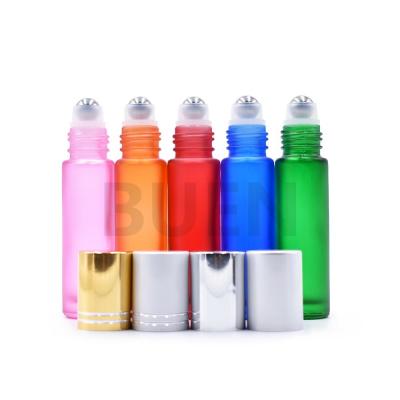 China Round Mini Roll On Perfume Bottles With Stainless Steel Roller for sale