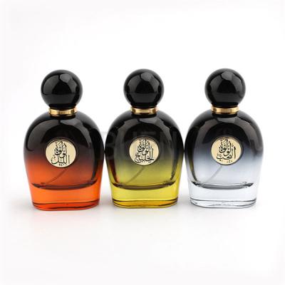 China Gradual Change Colored Glass Perfume Bottle With Mist Sprayer 50ml for sale