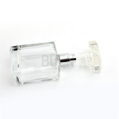 China Square Transparent Glass Perfume Bottle ，Customized Empty 100ml Spray Bottles for sale