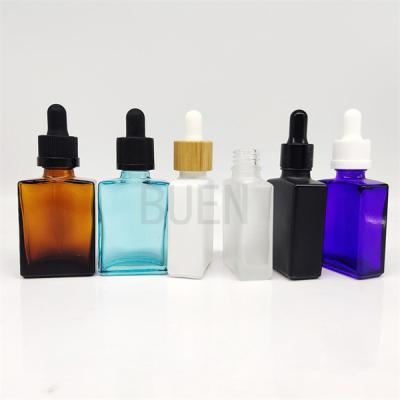 China Colorful Square Glass Dropper Bottle empty With Rubber Cap 100ml for sale