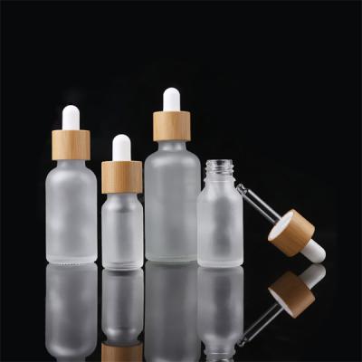 China Durable Frosted Glass Dropper Bottles ,  Transprent Serum Glass Bottle for sale