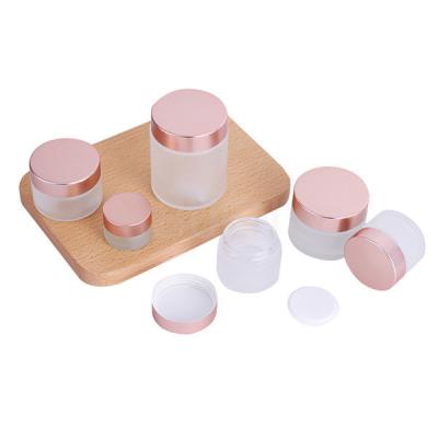 China Personal Care Cream Glass Jars Leak Proof  ,  Frosted Empty Cosmetic Container for sale