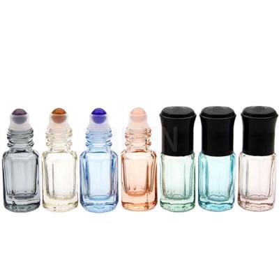 China Colorful Glass Roll On Bottle 3ml ,  Mini Roller Ball Perfume Bottle for sale