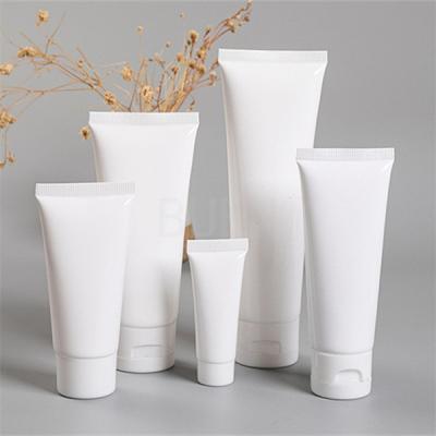 China Matte White PE Plastic Cosmetic Tube Customized Printing With Flip Top Cover for sale