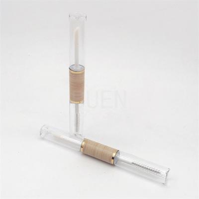 China Double Ended Plastic Lip Gloss Tube Bulk Bamboo Transparent 5ml 2 In 1 for sale