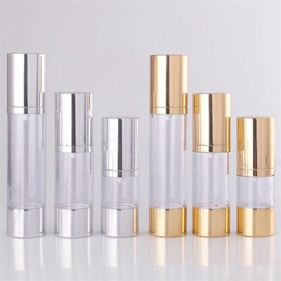China Transparent Plastic Airless Cosmetic Packaging With Spray Pump Screw Up for sale
