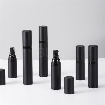 China Black Acrylic Airless Cosmetic Bottle 30ml Matte Frosted SAN ABS With pump for sale
