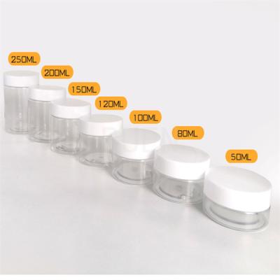 China 68 Teeth Empty Plastic Cosmetic Jars Wild Mouth With White Plastic Cap for sale