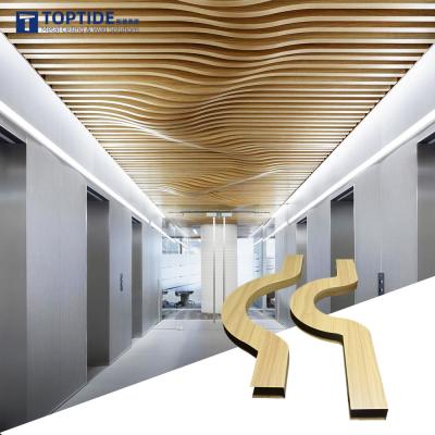 China Geometry Special Design Metal Linear Strip Ceiling Curved aluminum Baffle Ceiling for Building Materials for sale