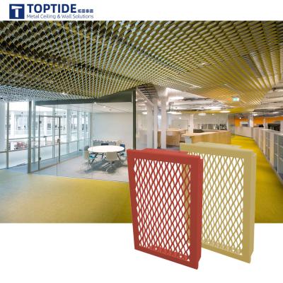 China Interior Architectural White Slat Metal Panel Board Decorative Mesh Suspended T Bar Ceiling Installation for sale