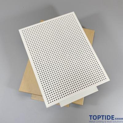 China Building Sound Absorbing Perforated Panels Cheap Woodgrain Aluminium Suspended Ceiling Tiles for sale