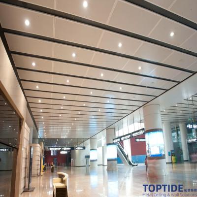 China Double Hook Acoustic Sound Perforated Metal NRC 0.8 Aluminium / Steel Suspended Metal Ceiling Tiles for sale