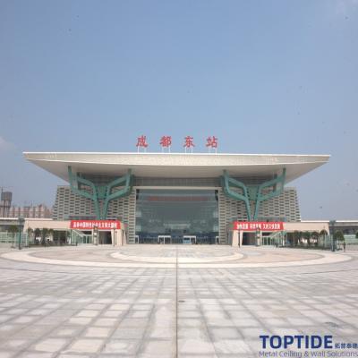 China Windproof Aluminium Eaves Linear Strip Ceiling White PVDF Exterior Suspending Metal Ceiling for sale