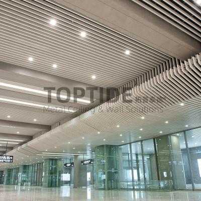 China Slanting HPL Wooden Aluminum Suspended Profile Baffle Metal Ceiling for sale