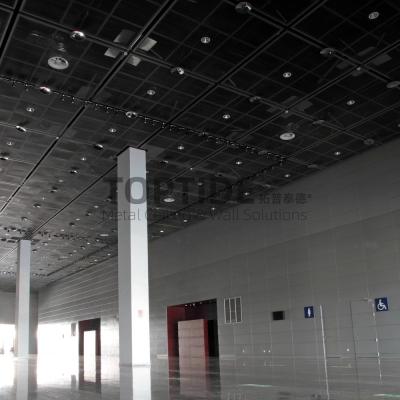 China Semi Transparent Roofing Wire Metal Mesh Ceiling Panel Perforated Suspension Aluminum False Ceiling for sale