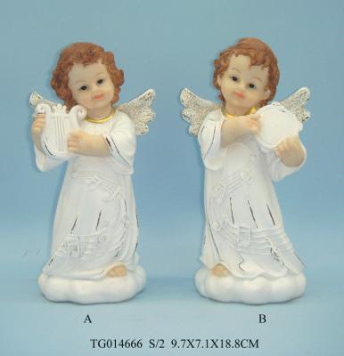 China El oro se va volando la estatuilla de Polyresin, estatuillas blancas de las estatuas del ángel del pequeño bebé hermoso en venta