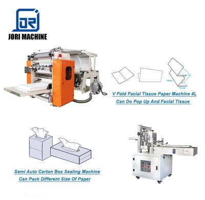 China Can Color Printing Facial Tissue Paper Making And Cutting Machine With Semi Auto Napkin Packing Machine for sale