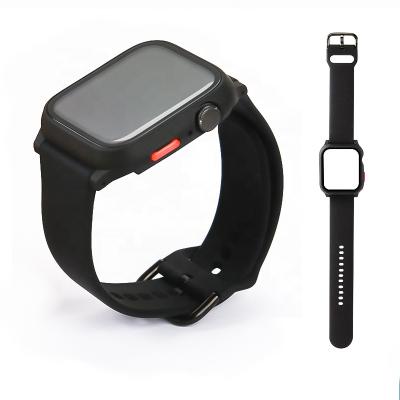 China Fashionable Hot Selling 2 in1 Case and Band Silicon Watchbands Watchband 2 for Apple Watch Series 6/5/4/3/2/1 Series Smart Watch Rubber Bands for sale