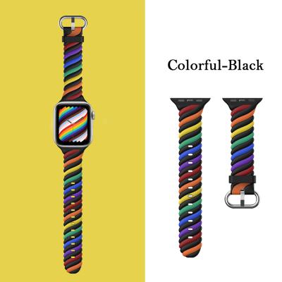 China Fashionable Hot Selling Rainbow Amazon Watchband Band For Apple Watch Case For Airpods iwatch Sport Band 40mm 44mm for sale