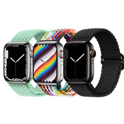 China Fashionable Watch Strap For Apple Watch Adjustable Braided Nylon Watch Band Buckle Solo Strap With Stainless Steel Buckle Straps for sale