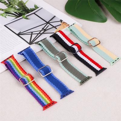 China Fashionable Watch Strap Braided Solo Loop For Apple Watch Band 44mm 40mm 38mm 42mm Nylon Elastic Fabric Belt Strap For Iwatch Series 3 4 5 Se 6 Strap for sale